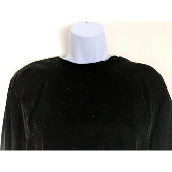 Vintage Lloyd Williams Size 10 Black Velvet & Silver Metallic Dress W/ Belt 20c - Picture 3 of 8